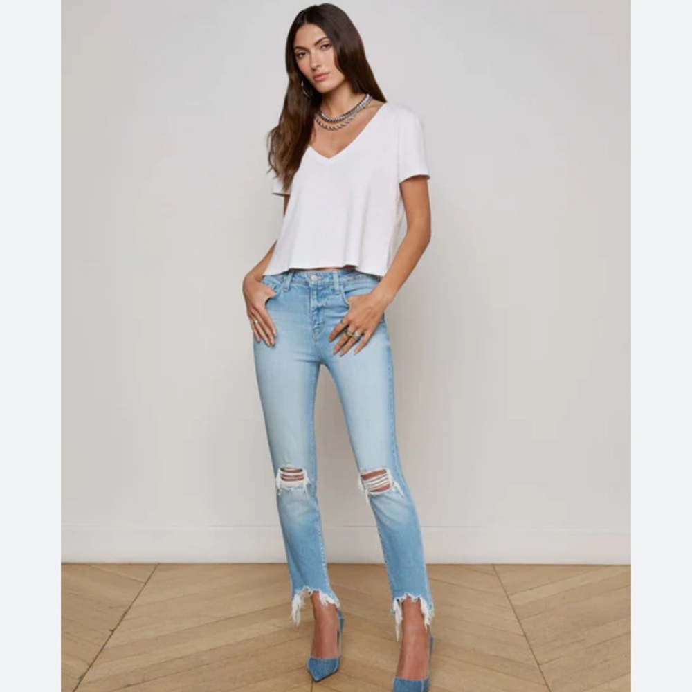 L’AGENCE FLATTERING HIGH LINE DISTRESSED‎ SKINNY JEAN - COLOR LOMBARD’S DESTRUCT
